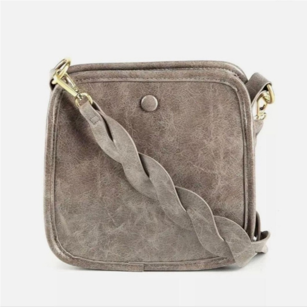 Anthropologie Bette Gray Vegan
Leather Braided Strap Crossbody Bag EUC